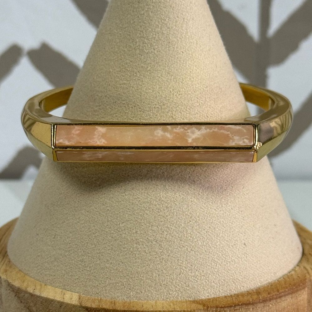 J Crew Triangle Prism Open Cuff Pink Stone Bracelet